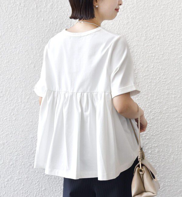 SHIPS for women「《予約》【WEB限定】〈接触冷感〉オーガニック コットン バック ギャザー トップス」|Tシャツ・カットソー|オフホワイト