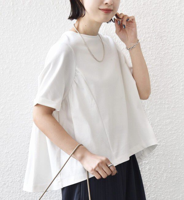 SHIPS for women「《予約》【WEB限定】〈接触冷感〉オーガニック コットン バック ギャザー トップス」|Tシャツ・カットソー|