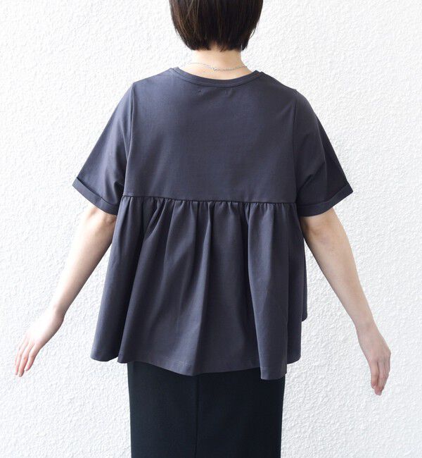 SHIPS for women「《予約》【WEB限定】〈接触冷感〉オーガニック コットン バック ギャザー トップス」|Tシャツ・カットソー|