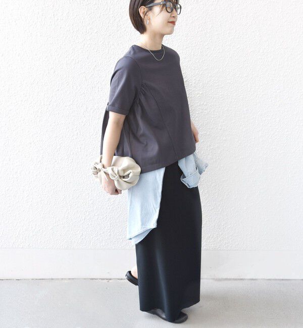 SHIPS for women「《予約》【WEB限定】〈接触冷感〉オーガニック コットン バック ギャザー トップス」|Tシャツ・カットソー|