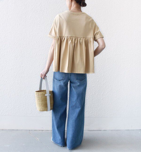 SHIPS for women「《予約》【WEB限定】〈接触冷感〉オーガニック コットン バック ギャザー トップス」|Tシャツ・カットソー|