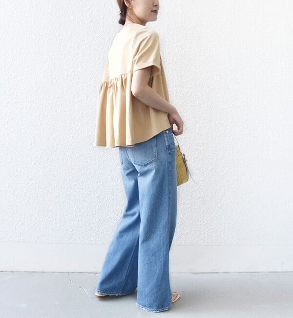 SHIPS for women「《予約》【WEB限定】〈接触冷感〉オーガニック コットン バック ギャザー トップス」|Tシャツ・カットソー|