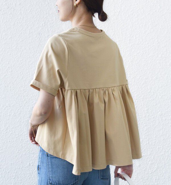 SHIPS for women「《予約》【WEB限定】〈接触冷感〉オーガニック コットン バック ギャザー トップス」|Tシャツ・カットソー|