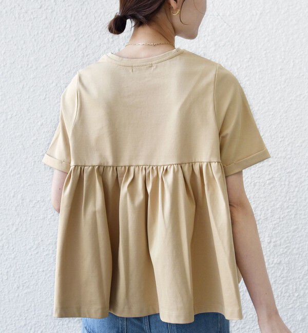 SHIPS for women「《予約》【WEB限定】〈接触冷感〉オーガニック コットン バック ギャザー トップス」|Tシャツ・カットソー|