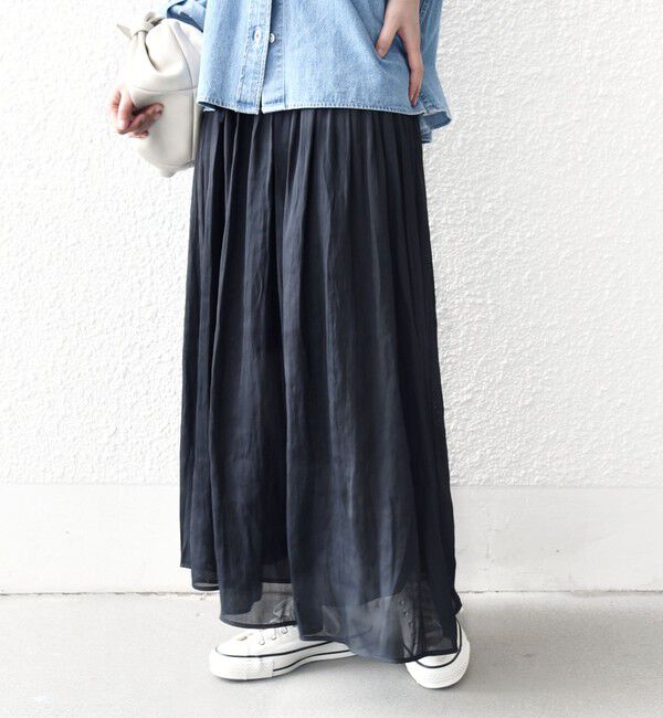 SHIPS for women「〈手洗い可能〉シアー メッシュ ギャザー スカート」|スカート|