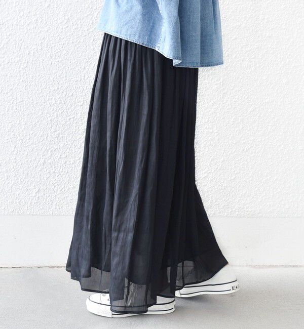 SHIPS for women「〈手洗い可能〉シアー メッシュ ギャザー スカート」|スカート|