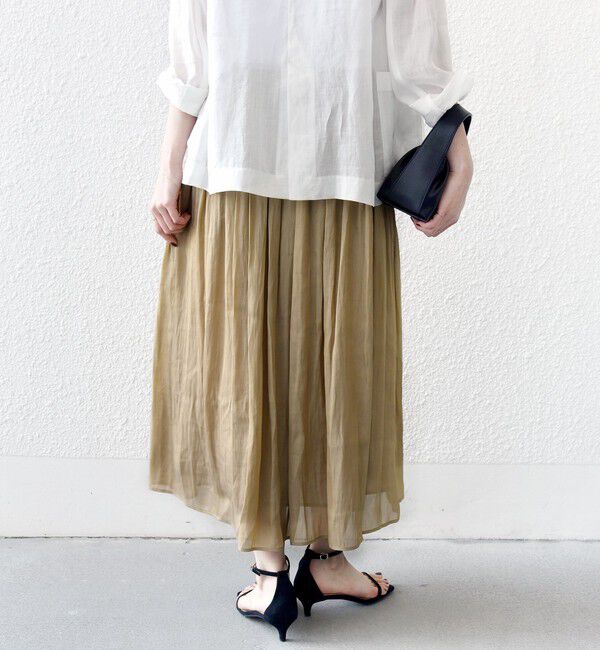 SHIPS for women「〈手洗い可能〉シアー メッシュ ギャザー スカート」|スカート|