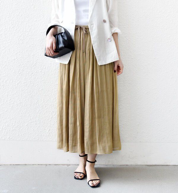 SHIPS for women「〈手洗い可能〉シアー メッシュ ギャザー スカート」|スカート|