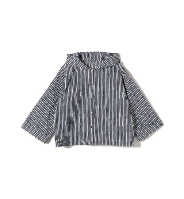 SHIPS for women「【WEB限定】〈手洗い可能〉ストライプ フード 羽織り シャツ」|シャツ・ブラウス|