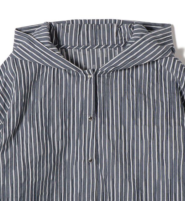 SHIPS for women「【WEB限定】〈手洗い可能〉ストライプ フード 羽織り シャツ」|シャツ・ブラウス|