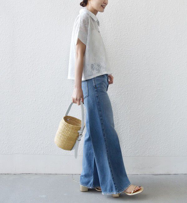 SHIPS for women「《予約》【WEB限定】〈手洗い可能〉シアー ジャカード ポロ 襟 ショート スリーブ プルオーバー」|ポロシャツ|