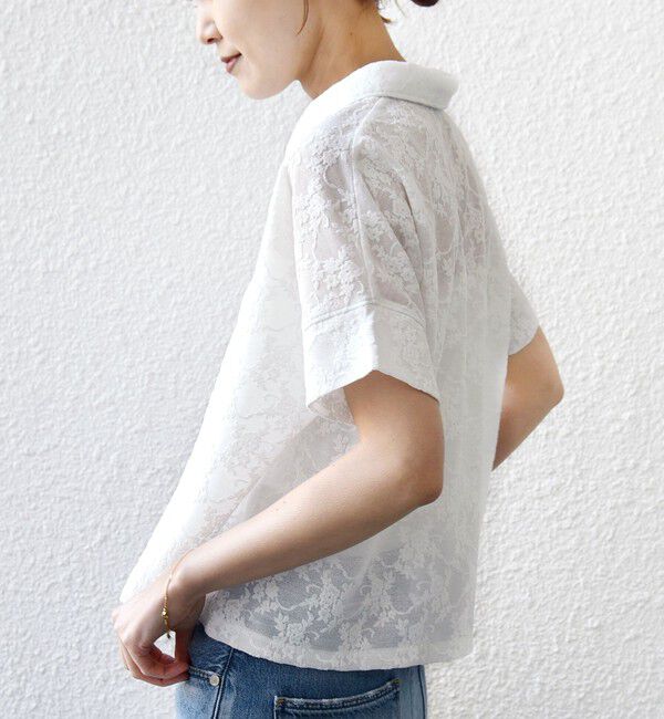 SHIPS for women「《予約》【WEB限定】〈手洗い可能〉シアー ジャカード ポロ 襟 ショート スリーブ プルオーバー」|ポロシャツ|