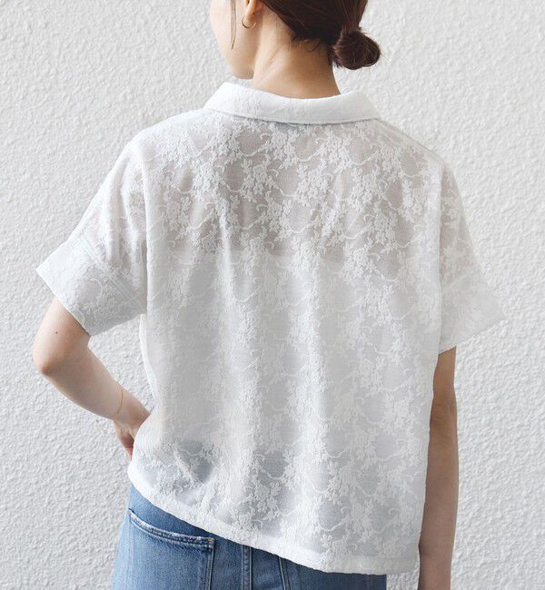 SHIPS for women「《予約》【WEB限定】〈手洗い可能〉シアー ジャカード ポロ 襟 ショート スリーブ プルオーバー」|ポロシャツ|