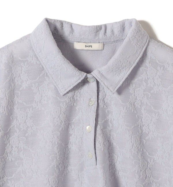 SHIPS for women「《予約》【WEB限定】〈手洗い可能〉シアー ジャカード ポロ 襟 ショート スリーブ プルオーバー」|ポロシャツ|