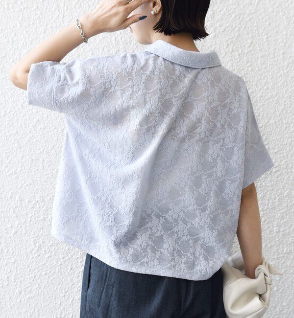 SHIPS for women「《予約》【WEB限定】〈手洗い可能〉シアー ジャカード ポロ 襟 ショート スリーブ プルオーバー」|ポロシャツ|