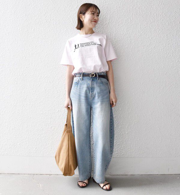 SHIPS any「《予約》【SHIPS any別注】THE KNiTS:〈洗濯機可能〉ラウンドヘム プリント ショート TEE」|Tシャツ・カットソー|