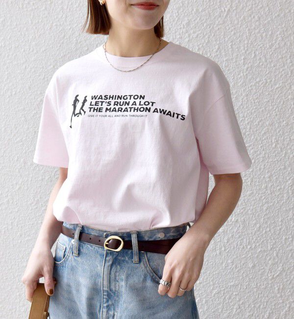 SHIPS any「《予約》【SHIPS any別注】THE KNiTS:〈洗濯機可能〉ラウンドヘム プリント ショート TEE」|Tシャツ・カットソー|