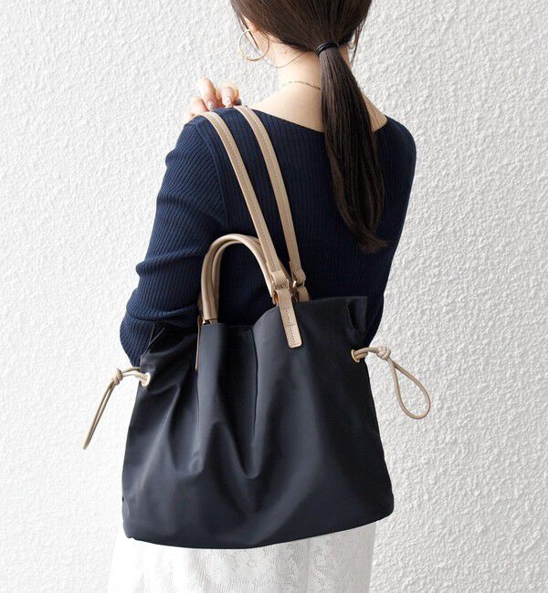 SHIPS any「SHIPS any: 2WAY バイカラー A4 ドロスト トート バッグ」|トートバッグ|ブラック