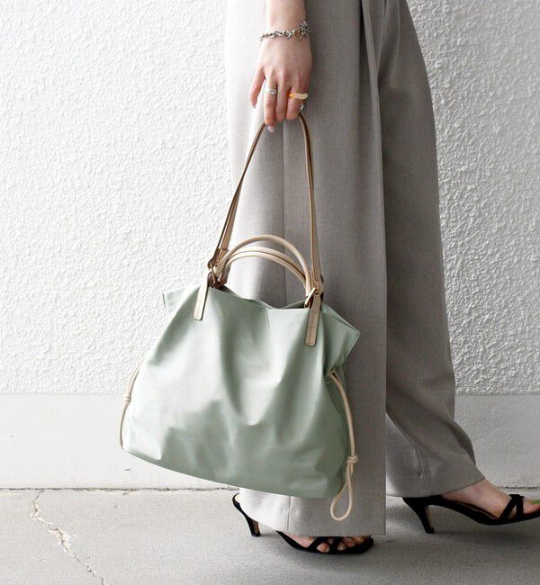 SHIPS any「SHIPS any: 2WAY バイカラー A4 ドロスト トート バッグ」|トートバッグ|ライトグリーン