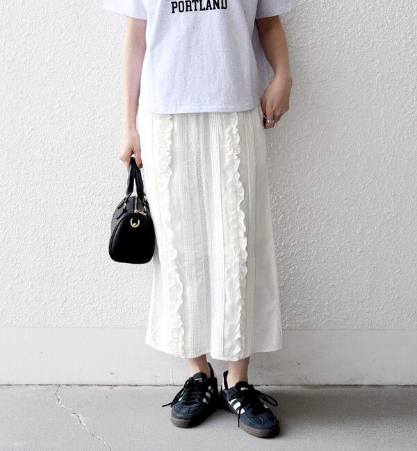 SHIPS any「SHIPS any:〈手洗い可能〉リネンミックス Iライン フリル イージー スカート」|スカート|オフホワイト