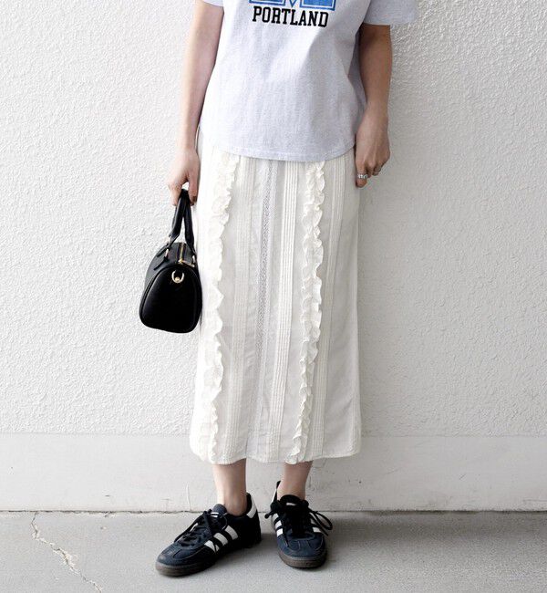 SHIPS any「SHIPS any:〈手洗い可能〉リネンミックス Iライン フリル イージー スカート」|スカート|