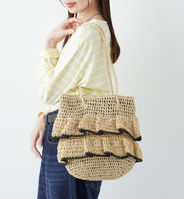 SHIPS Colors 「《予約》SHIPS Colors:ペーパー フリル トート◆」|かごバッグ|