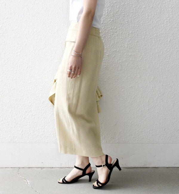 SHIPS any「《予約》SHIPS any:〈洗濯機可能〉リネンミックス ボタン デザイン タイト スカート」|タイト|