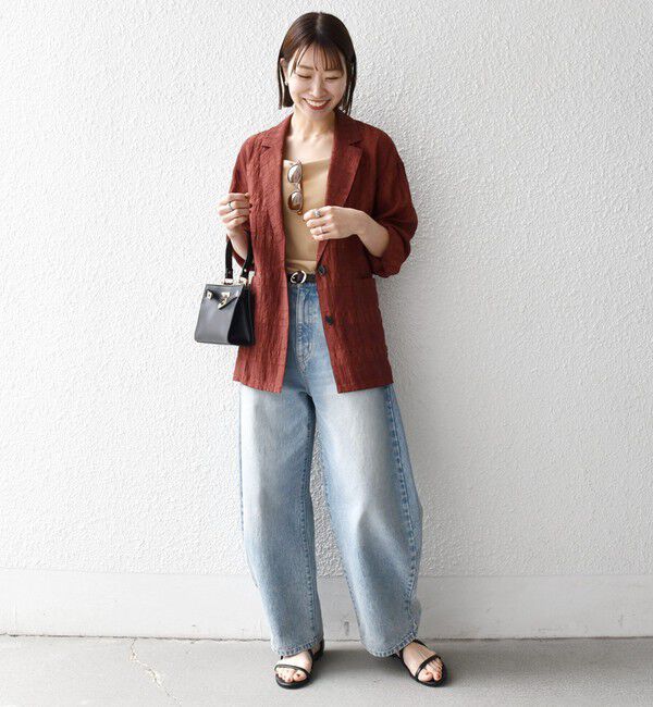 SHIPS any「《予約》SHIPS any:〈手洗い可能〉シアー チェック ルーズ テーラード シングル ジャケット」|テーラードジャケット|