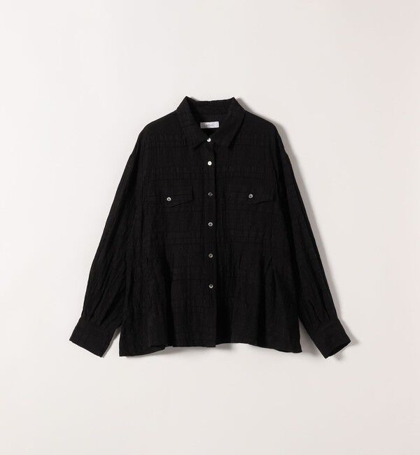 SHIPS any「《予約》SHIPS any:〈手洗い可能〉シアー チェック レギュラーカラー ペプラム シャツ」|シャツ・ブラウス|