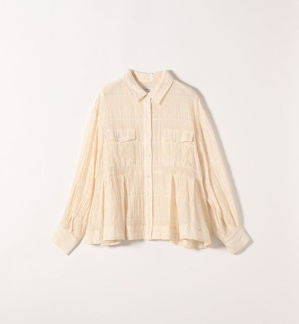 SHIPS any「《予約》SHIPS any:〈手洗い可能〉シアー チェック レギュラーカラー ペプラム シャツ」|シャツ・ブラウス|