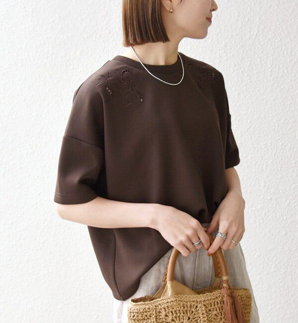 SHIPS any「《予約》SHIPS any:〈洗濯機可能〉エンブロイダリー ショートスリーブ プルオーバー」|Tシャツ・カットソー|