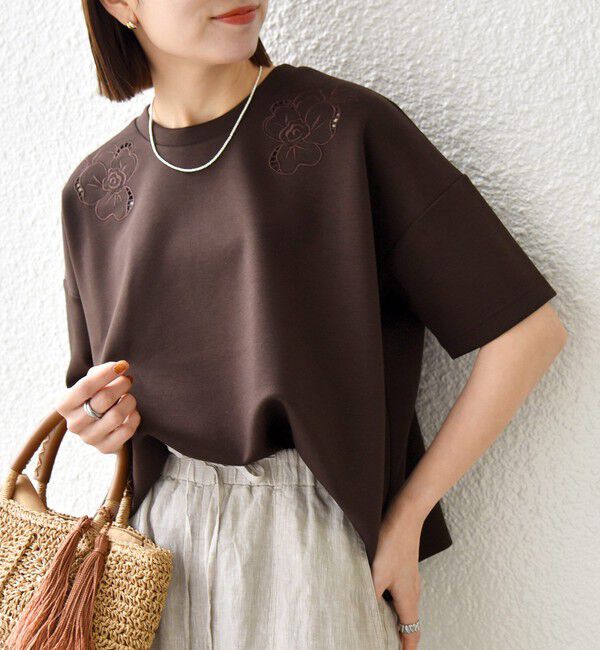 SHIPS any「《予約》SHIPS any:〈洗濯機可能〉エンブロイダリー ショートスリーブ プルオーバー」|Tシャツ・カットソー|