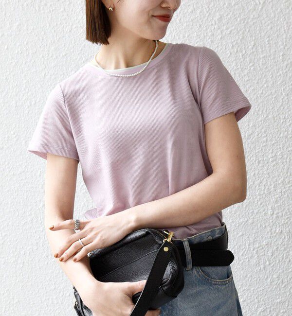 SHIPS any「《予約》SHIPS any:〈手洗い可能〉レイヤード シアー ワッフル TEE」|Tシャツ・カットソー|ラベンダー