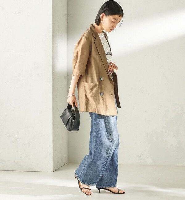 SHIPS for women「《予約》〈手洗い可能〉シルク混 シアー 羽織 半袖 ジャケット」|テーラードジャケット|