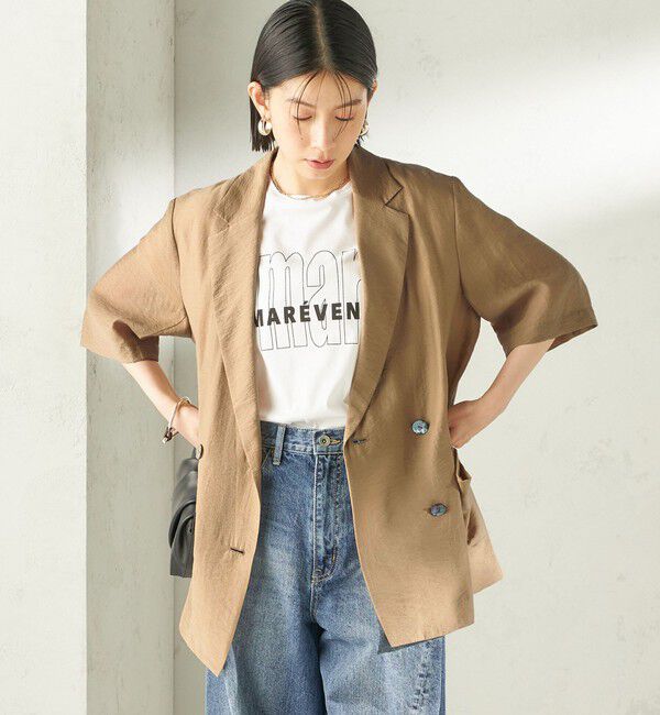 SHIPS for women「《予約》〈手洗い可能〉シルク混 シアー 羽織 半袖 ジャケット」|テーラードジャケット|