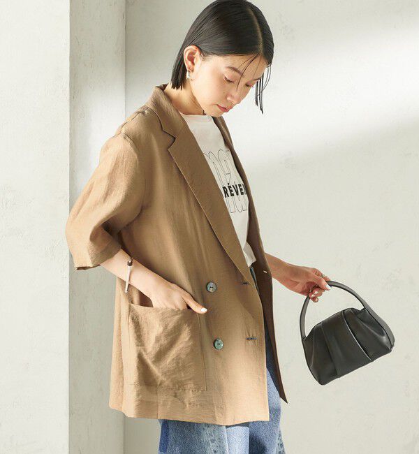 SHIPS for women「《予約》〈手洗い可能〉シルク混 シアー 羽織 半袖 ジャケット」|テーラードジャケット|