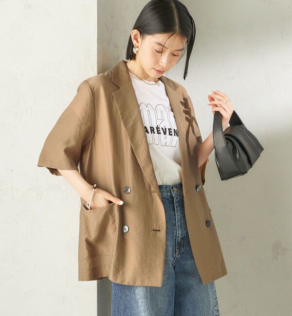 SHIPS for women「《予約》〈手洗い可能〉シルク混 シアー 羽織 半袖 ジャケット」|テーラードジャケット|