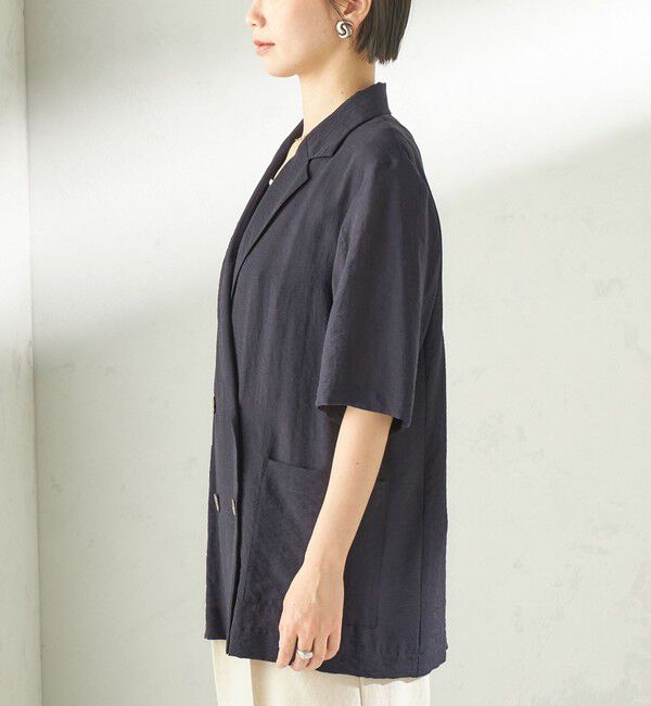 SHIPS for women「《予約》〈手洗い可能〉シルク混 シアー 羽織 半袖 ジャケット」|テーラードジャケット|