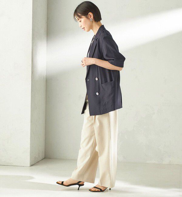 SHIPS for women「《予約》〈手洗い可能〉シルク混 シアー 羽織 半袖 ジャケット」|テーラードジャケット|