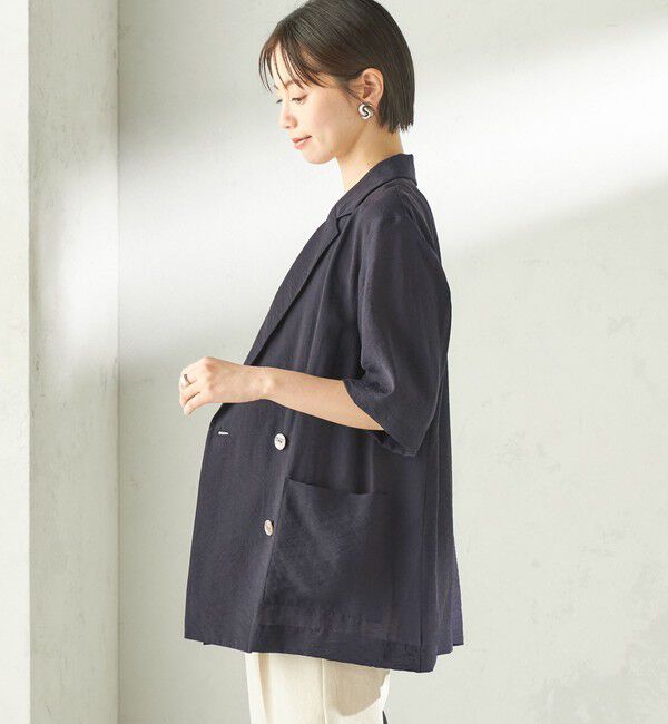 SHIPS for women「《予約》〈手洗い可能〉シルク混 シアー 羽織 半袖 ジャケット」|テーラードジャケット|