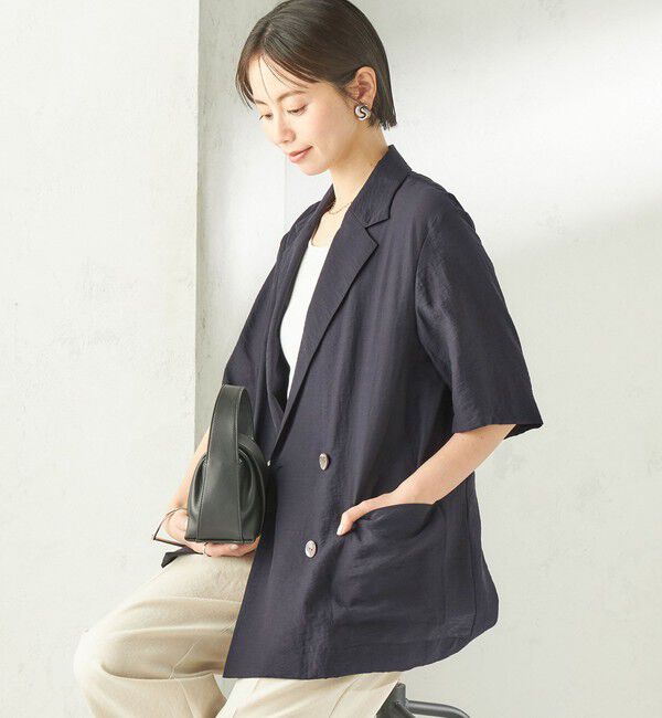 SHIPS for women「《予約》〈手洗い可能〉シルク混 シアー 羽織 半袖 ジャケット」|テーラードジャケット|