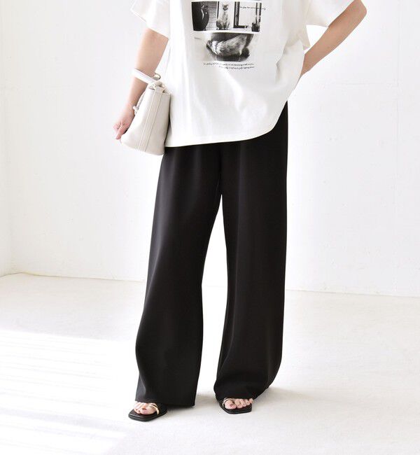 quaranciel「《予約》quaranciel:〈手洗い可能〉バイアス ストレッチ イージー ワイド パンツ」|その他|