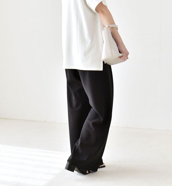 quaranciel「《予約》quaranciel:〈手洗い可能〉バイアス ストレッチ イージー ワイド パンツ」|その他|