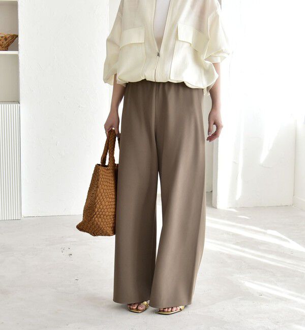 quaranciel「《予約》quaranciel:〈手洗い可能〉バイアス ストレッチ イージー ワイド パンツ」|その他|