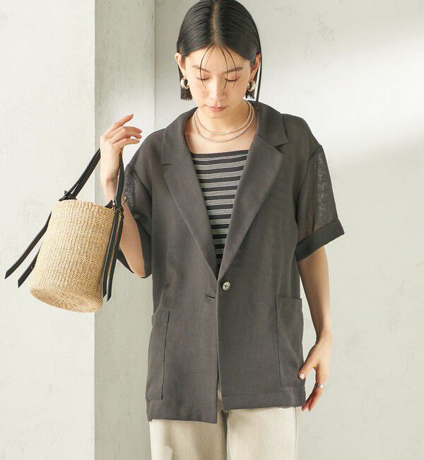 SHIPS for women「《予約》〈手洗い可能〉麻調 メッシュ ジャケット シャツ」|シャツ・ブラウス|