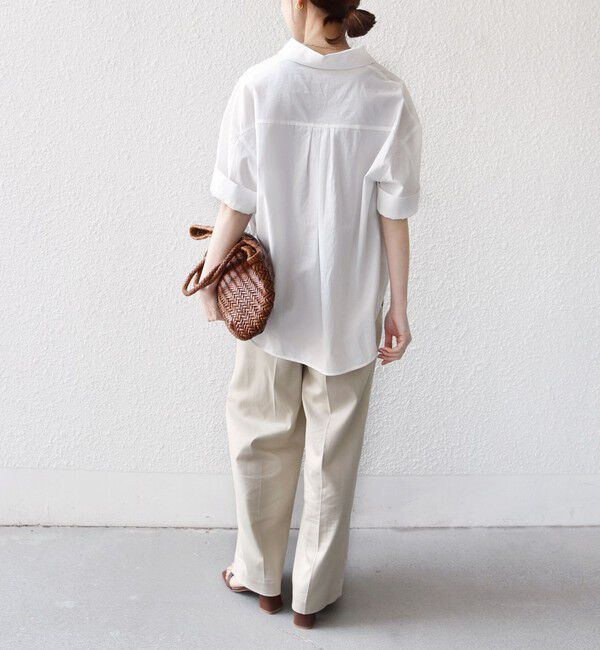 SHIPS for women「〈手洗い可能〉無地/ストライプ スキッパー サイド スリット 半袖 シャツ」|シャツ・ブラウス|