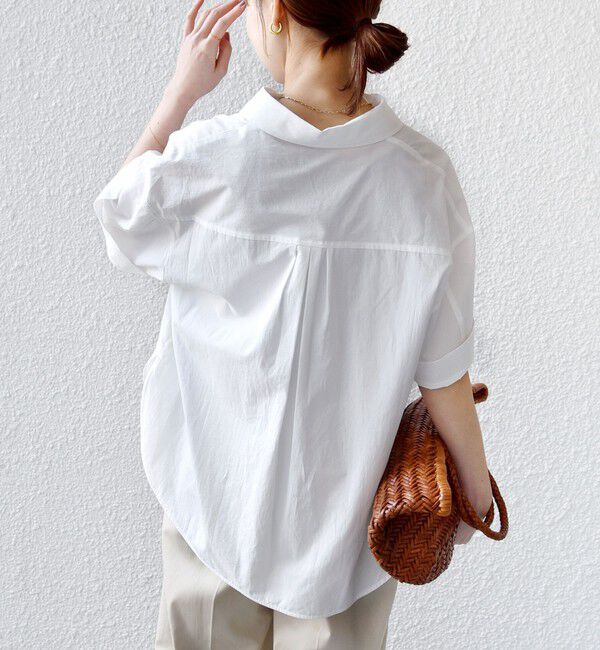 SHIPS for women「〈手洗い可能〉無地/ストライプ スキッパー サイド スリット 半袖 シャツ」|シャツ・ブラウス|