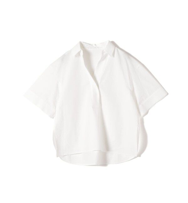 SHIPS for women「〈手洗い可能〉無地/ストライプ スキッパー サイド スリット 半袖 シャツ」|シャツ・ブラウス|