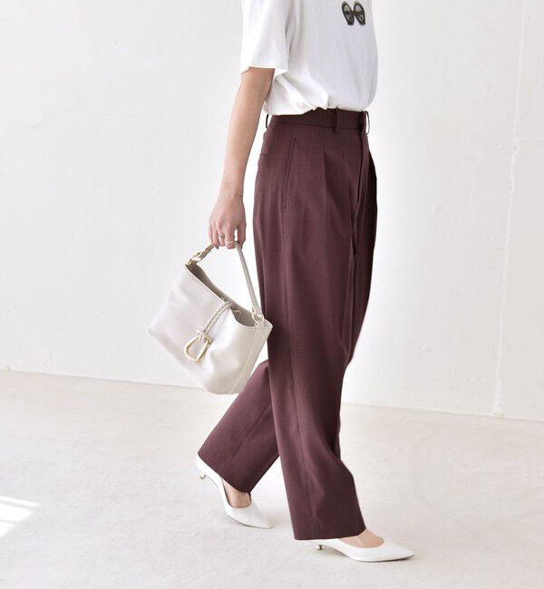 quaranciel「《予約》quaranciel:〈洗濯機可能〉CALCULO(R)使用 イージー テーパード パンツ」|その他|ブラウン