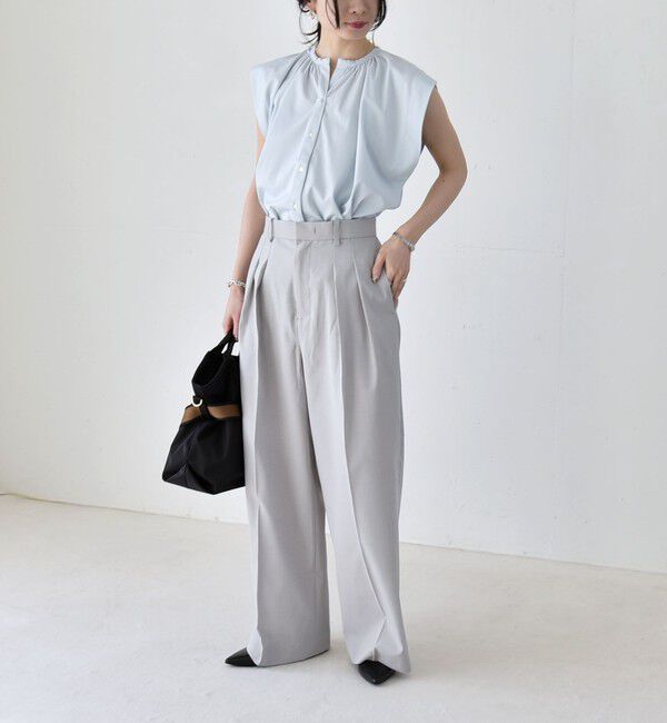 quaranciel「《予約》quaranciel:〈洗濯機可能〉CALCULO(R)使用 イージー タック ワイド パンツ」|その他|